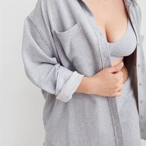 Aerie lumberjane fleece oversized shirt and shorts set